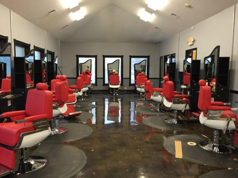 Photo of a barber shop in knoxville where we did Commercial Epoxy Flooring - Dyon Construction