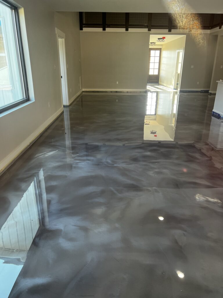 Photo of Grey House Metallic Epoxy Dyon Construction